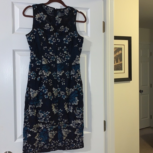 White House Black Market Dress Size 6 blue silver - Picture 5 of 14